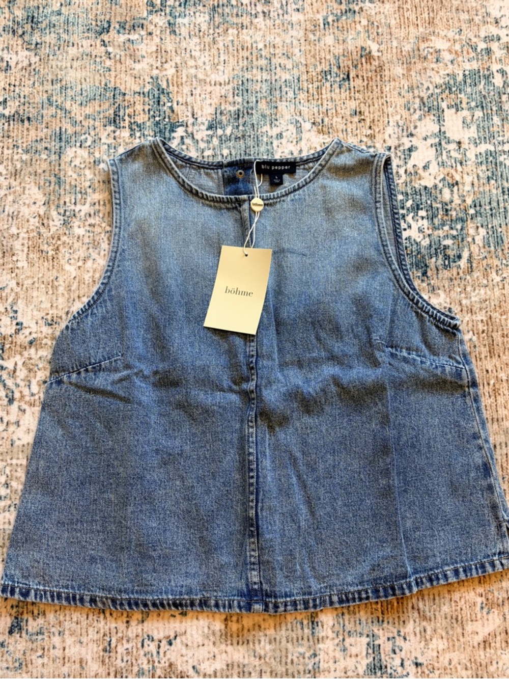 Blu Pepper Light Blue Denim Sleeveless Top